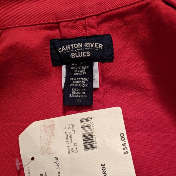 Canyon River Blues Red Denim Cropped Jacket Size L NWT - Picture 3 of 3